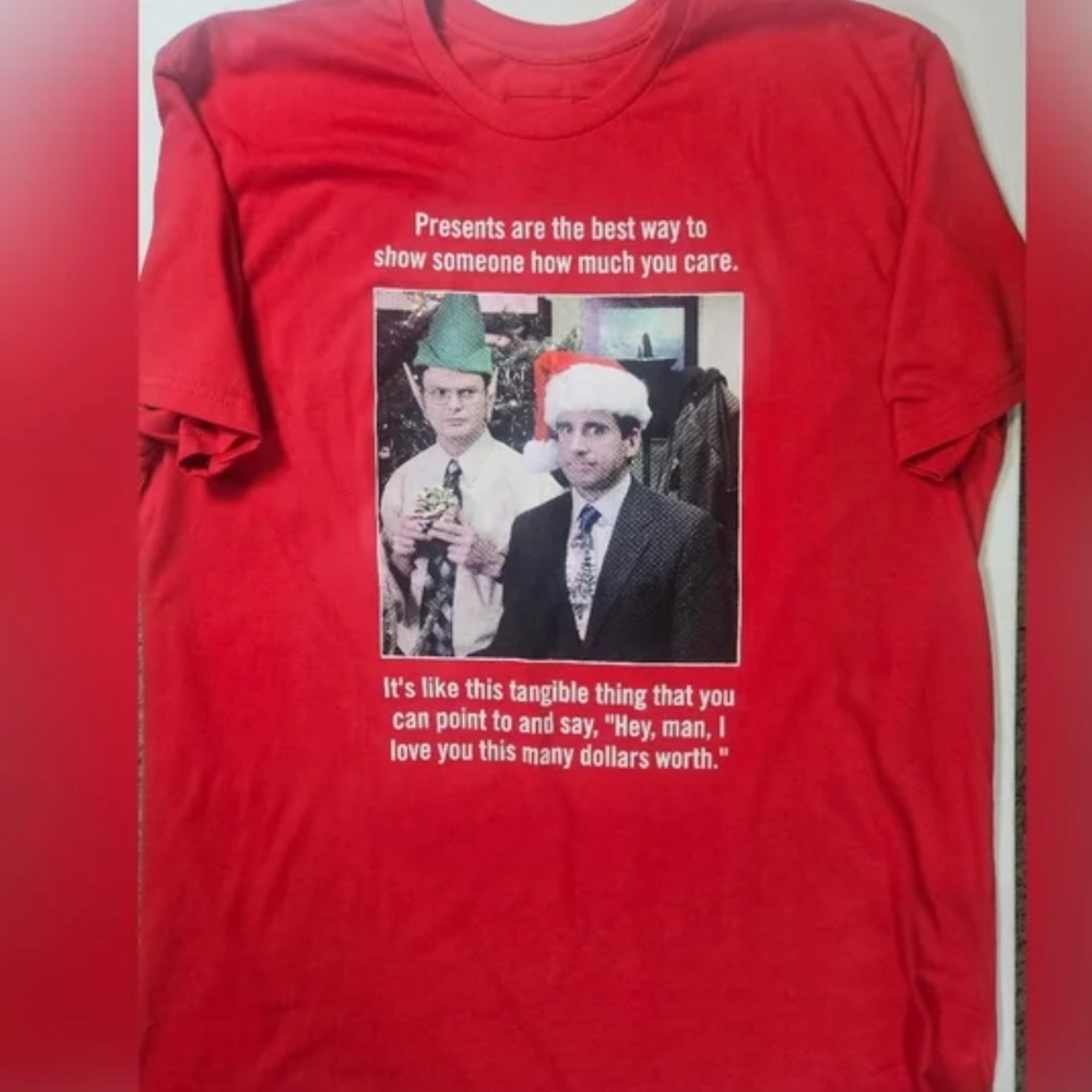 The Office Shirt Mens 2XL Red Christmas Quote Holiday TV Show Ripple‎ Junction